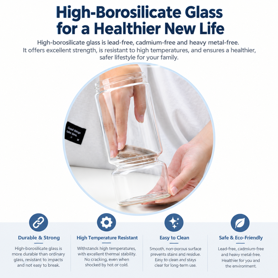Borosilicate Glass Pickle Jar with Strainer and Leak-Proof Lid, Hourglass Fermentation Container for Home Kitchen Storage of Pickled Cucumbers and Olives (Khaki, 9.5*24cm（1340ml）)