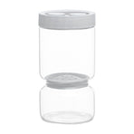Borosilicate Glass Pickle Jar with Strainer and Leak-Proof Lid, Hourglass Fermentation Container for Home Kitchen Storage of Pickled Cucumbers and Olives (White, 9.5*18.5cm（930ml）)