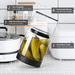 Borosilicate Glass Pickle Jar with Strainer and Leak-Proof Lid, Hourglass Fermentation Container for Home Kitchen Storage of Pickled Cucumbers and Olives (White, 9.5*24cm（1340ml）)