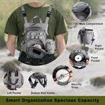 Lightweight Waterproof Fly Fishing Chest Pack with Multi-Pocket Storage and Quick-Access Design for Outdoor Stream Trout Angling and Wade Fishing Adventures (Grey)