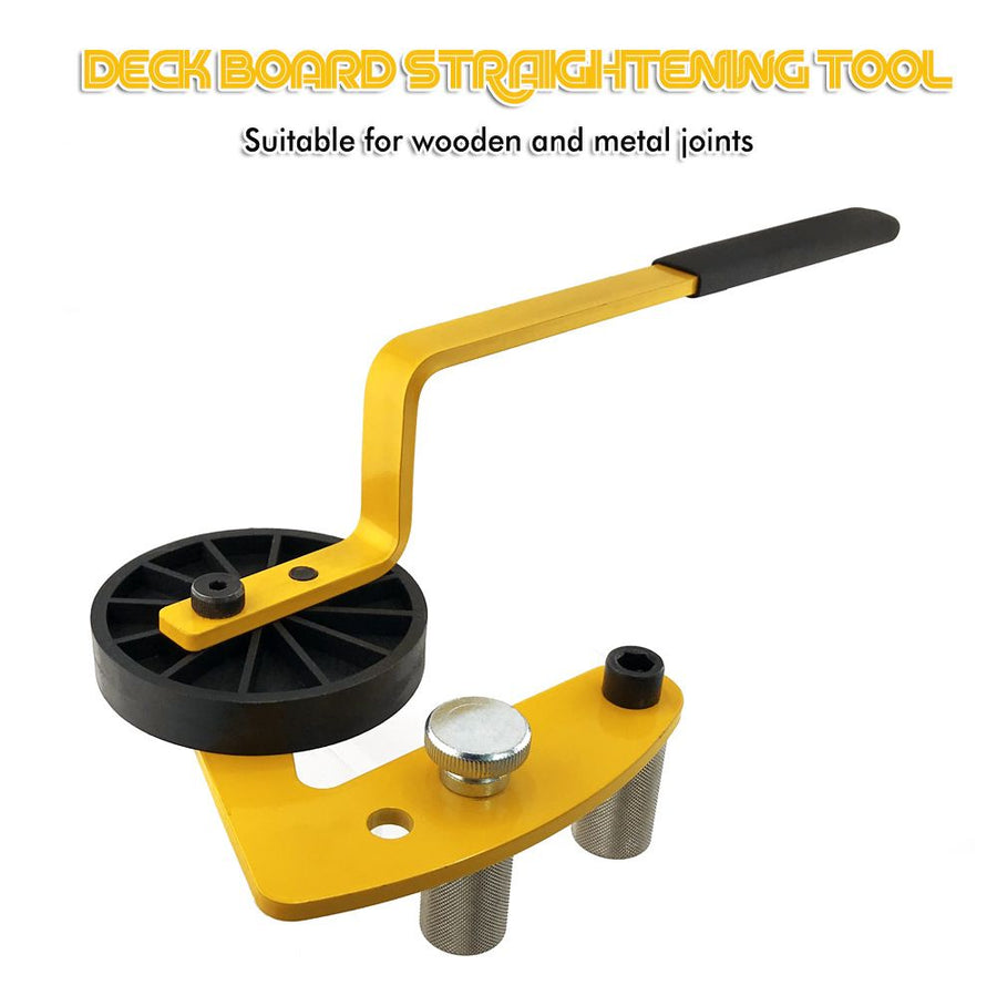 Deck Board Straightening Tool with Anti-Slip Handle and Hard Pressure Roller for Aligning Wooden or Metal Joinery Decking Installation Projects (Orange)