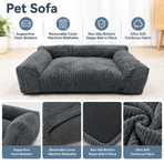 Soft Corduroy Pet Sofa Bed with Bolster Support for Cats and Small to Medium Dogs, Machine Washable Cover for Indoor Home Use (Orange)