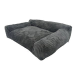 Soft Corduroy Pet Sofa Bed with Bolster Support for Cats and Small to Medium Dogs, Machine Washable Cover for Indoor Home Use (Orange)