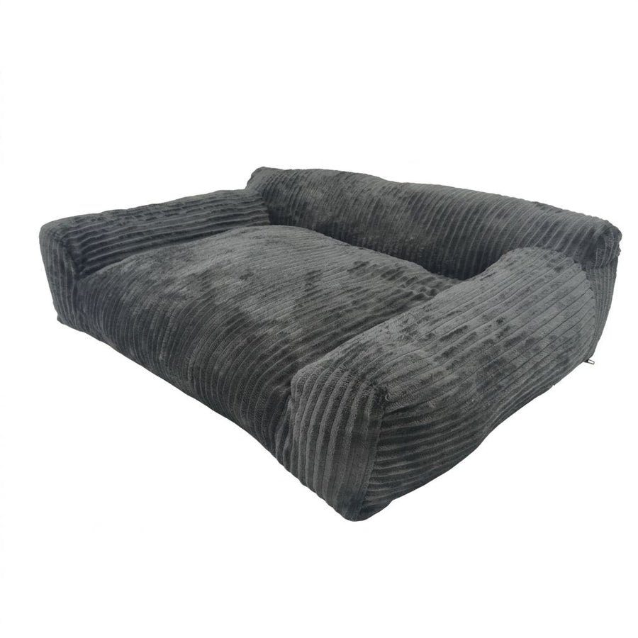 Soft Corduroy Pet Sofa Bed with Bolster Support for Cats and Small to Medium Dogs, Machine Washable Cover for Indoor Home Use (Orange)