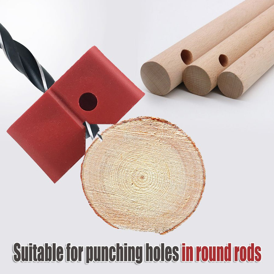 Woodworking Multi-Function Drilling Positioning Jig with Dual-Size Hole Options for Round Rods, Flat Boards, and Right-Angle Corners, Assisting Vertical Bore Alignment in Furniture Assembly and DIY Projects (12mm Style)