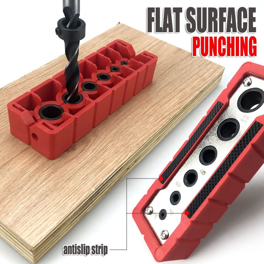Woodworking Multi-Function Drilling Positioning Jig with Dual-Size Hole Options for Round Rods, Flat Boards, and Right-Angle Corners, Assisting Vertical Bore Alignment in Furniture Assembly and DIY Projects (12mm Style)