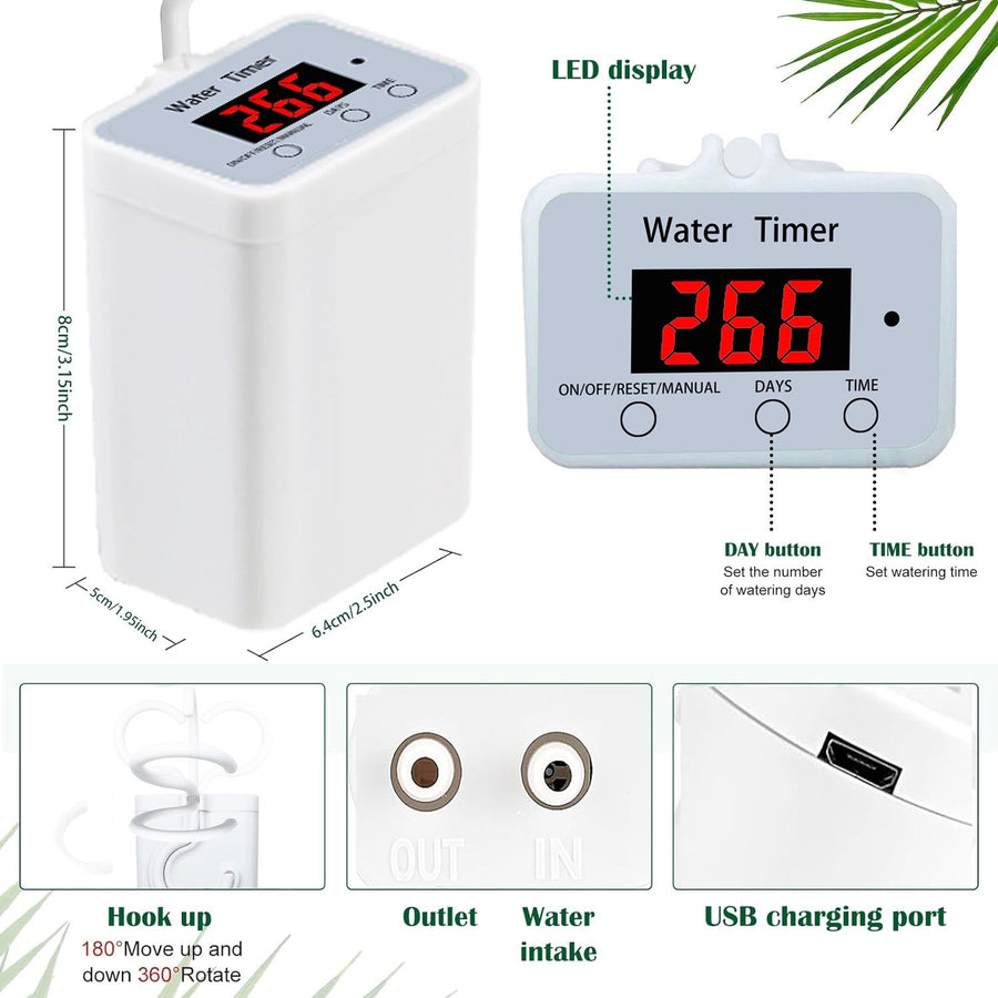 Smart Automatic Plant Watering Drip Irrigation System with Timer, Rechargeable Battery, Dual Spray & Drip Modes, Ideal for Indoor Potted Plants, Balcony Gardens, and Vacation Care (Water For 12 Plants)