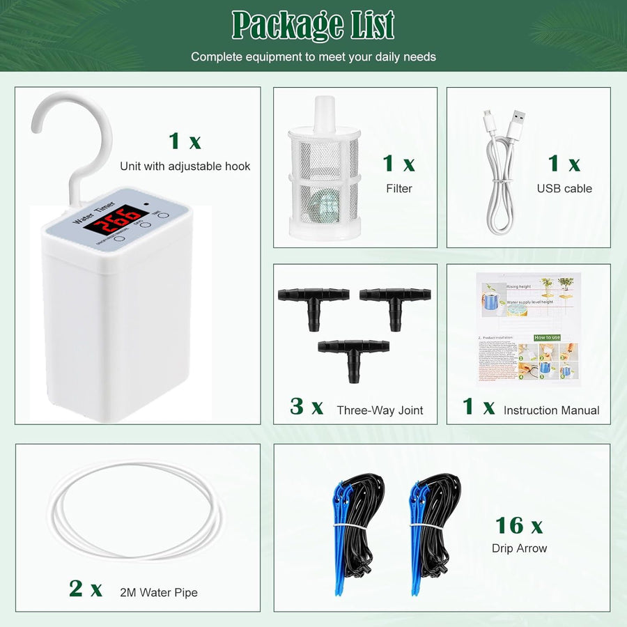 Smart Automatic Plant Watering Drip Irrigation System with Timer, Rechargeable Battery, Dual Spray & Drip Modes, Ideal for Indoor Potted Plants, Balcony Gardens, and Vacation Care (Water For 12 Plants)