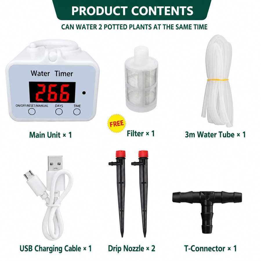Smart Automatic Plant Watering Drip Irrigation System with Timer, Rechargeable Battery, Dual Spray & Drip Modes, Ideal for Indoor Potted Plants, Balcony Gardens, and Vacation Care (Water For 12 Plants)