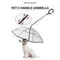C-Handle Transparent Pet Umbrella with Adjustable Leash Strap – Hands-Free Rain Protection for Small to Medium Dogs and Cats, Flexible Tilt Shaft, Durable Alloy Frame, Ideal for Wet Weather Walks (Adjustable Webbing Version)