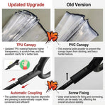 C-Handle Transparent Pet Umbrella with Adjustable Leash Strap – Hands-Free Rain Protection for Small to Medium Dogs and Cats, Flexible Tilt Shaft, Durable Alloy Frame, Ideal for Wet Weather Walks (Adjustable Webbing Version)