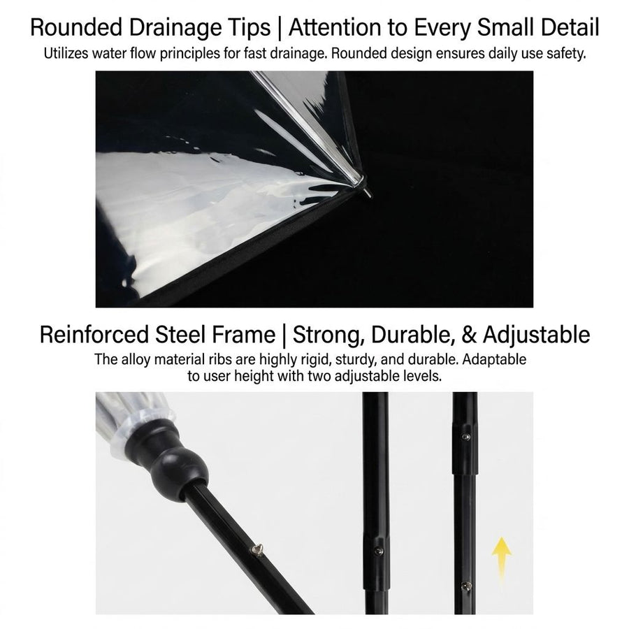 C-Handle Transparent Pet Umbrella with Adjustable Leash Strap – Hands-Free Rain Protection for Small to Medium Dogs and Cats, Flexible Tilt Shaft, Durable Alloy Frame, Ideal for Wet Weather Walks (Adjustable Webbing Version)