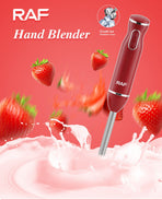 4-in-1 Multifunctional Handheld Immersion Blender Set with Egg Whisk, Chopper, Milk Frother and 700ml Beaker for Smoothies, Baby Food, Meat Mincing and Baking (Red)