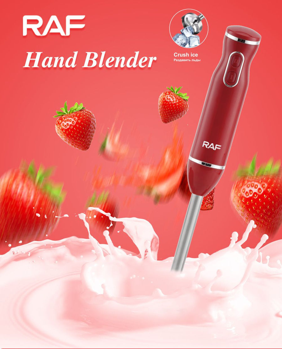 4-in-1 Multifunctional Handheld Immersion Blender Set with Egg Whisk, Chopper, Milk Frother and 700ml Beaker for Smoothies, Baby Food, Meat Mincing and Baking (Red)