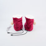 Cozy Wine-Red USB Heated Foot Warmer Boots with Plush Fleece Lining, Adjustable Temperature & Timer, Perfect for Indoor Lounging, Home Office, and Cold-Weather Relaxation (Red)