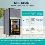 Protective Cover for Upright Mini Freezer and Beverage Refrigerator, Waterproof Dustproof Outdoor Kitchen Appliance Shield with Zipper and Storage Pocket (Grey, L)