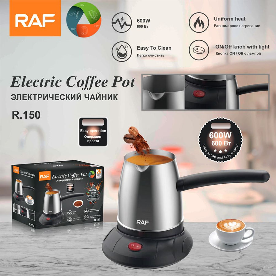 Electric Stainless Steel Coffee Kettle with Detachable Heating Base, 600W Fast Heating, Ideal for Home Office Brewing Coffee and Warming Small Beverages (Silver)