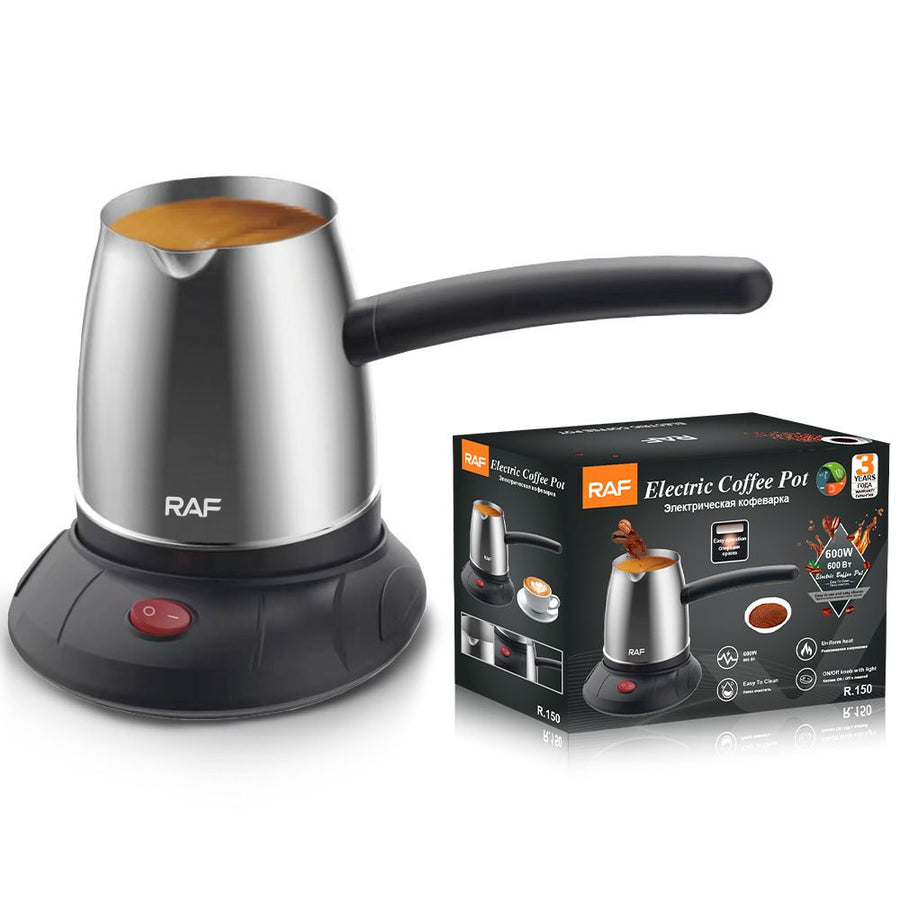 Electric Stainless Steel Coffee Kettle with Detachable Heating Base, 600W Fast Heating, Ideal for Home Office Brewing Coffee and Warming Small Beverages (Silver)