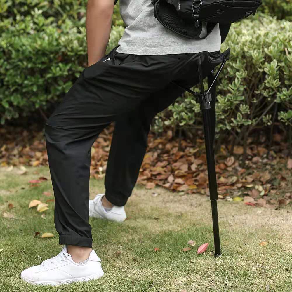 Ultra-Portable Folding Stool with Adjustable Height, Featherlight 340g Design, Load-Bearing 125kg, Ideal for Outdoor Hiking, Camping, Queueing, and On-the-Go Seating Solutions (Black)