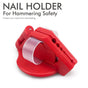 Red Plastic Hammer Nail Holder Safety Tool with Magnetic Insert and Elastic Finger Strap for Home Improvement DIY Woodworking Crafting Nailing Tasks (Red)