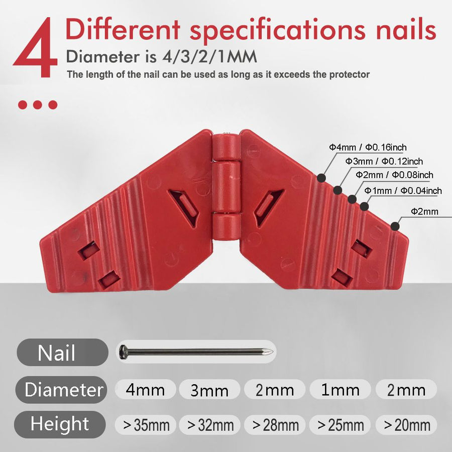Red Plastic Hammer Nail Holder Safety Tool with Magnetic Insert and Elastic Finger Strap for Home Improvement DIY Woodworking Crafting Nailing Tasks (Red)
