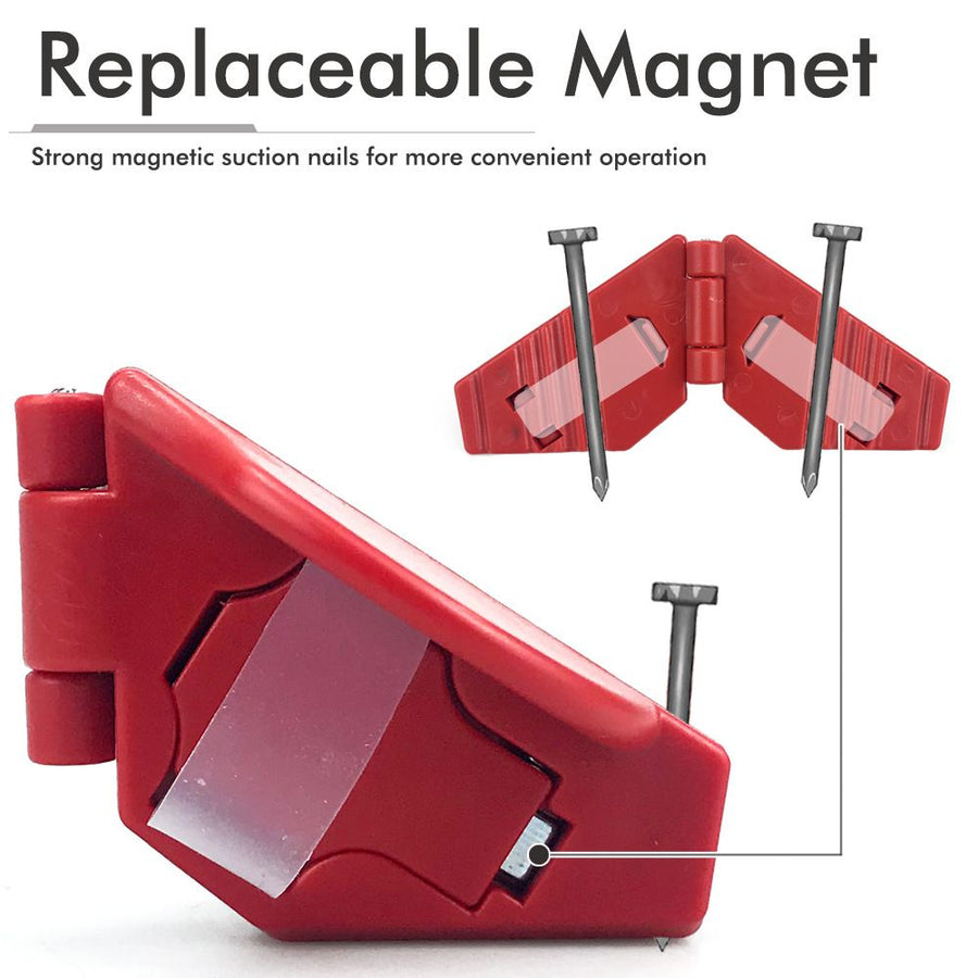Red Plastic Hammer Nail Holder Safety Tool with Magnetic Insert and Elastic Finger Strap for Home Improvement DIY Woodworking Crafting Nailing Tasks (Red)