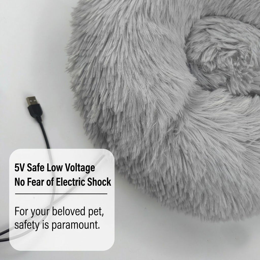 Heated Pet Bed for Cats and Small Dogs, USB-Powered Warmth with 5 Temperature Settings and Timer, Washable Round Cozy Couch for Indoor Comfort (40cm)
