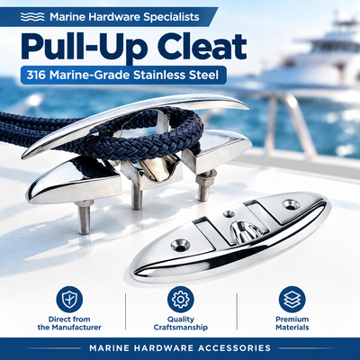 Marine Grade Pop-Up Cleat for Yacht and Boat Docking, Retractable Stainless Steel Mooring Cleat with Mirror Polish Finish for Deck and Gunwale Installation (A, 5")