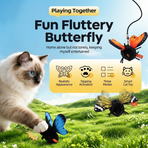 Interactive Fluttering Butterfly Cat Toy, Rechargeable Automatic Mover with Elastic Cord, Lifelike Touch-Activated Kicker in 3 Motion Modes, Handmade Plush Insect Imitation for Indoor Feline Fun and Energy Release (Blue)