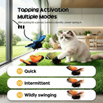 Interactive Fluttering Butterfly Cat Toy, Rechargeable Automatic Mover with Elastic Cord, Lifelike Touch-Activated Kicker in 3 Motion Modes, Handmade Plush Insect Imitation for Indoor Feline Fun and Energy Release (Blue)