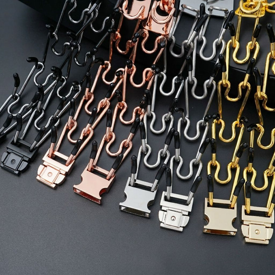 Premium Quick-Release Dog Training Chain Collar with Stimulation Nodes – Durable Stainless Steel Slip Collar for Large & Medium Breeds, Correct Pulling and Jumping Behaviors with Comfortable Rubber-Tipped Prongs. (L, Black)