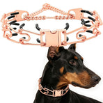 Premium Quick-Release Dog Training Chain Collar with Stimulation Nodes – Durable Stainless Steel Slip Collar for Large & Medium Breeds, Correct Pulling and Jumping Behaviors with Comfortable Rubber-Tipped Prongs. (S, Black)
