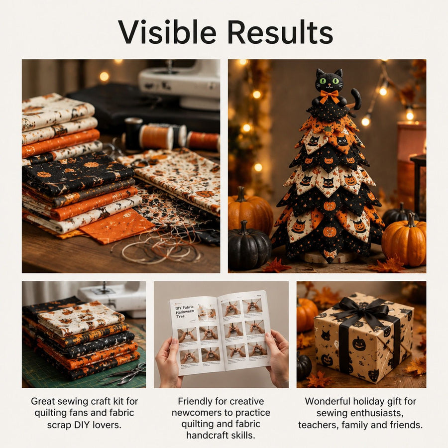 Spooky DIY Felt Halloween Tree Kit – Create a Whimsical Holiday Centerpiece with Pre-Cut Fabric, Plush Fill, and Adorable Ghostly Charms for Mantel, Desk, or Shelf Décor. (Ghost Castle)