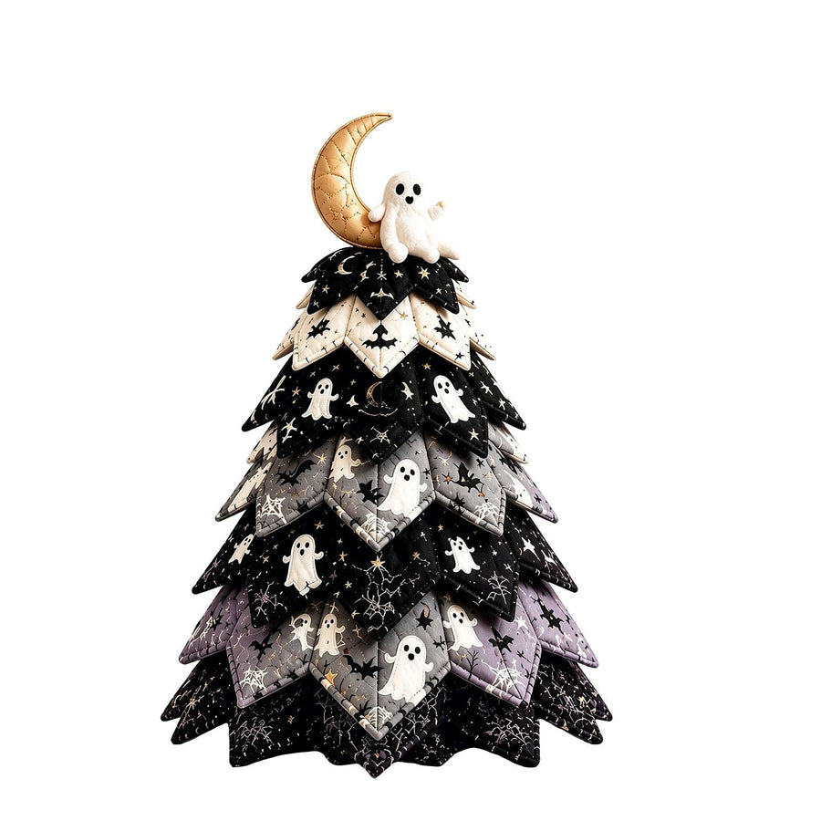 Spooky DIY Felt Halloween Tree Kit – Create a Whimsical Holiday Centerpiece with Pre-Cut Fabric, Plush Fill, and Adorable Ghostly Charms for Mantel, Desk, or Shelf Décor. (Ghost Castle)