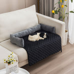 Plush Bolster Pet Bed Mat with Anti-Slip Base and Extended Drop Edge for Sofa and Floor Lounging (Beige, 90*120cm)