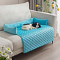 Plush Bolster Pet Bed Mat with Anti-Slip Base and Extended Drop Edge for Sofa and Floor Lounging (Blue, 90*90cm)