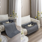 Plush Bolster Pet Bed Mat with Anti-Slip Base and Extended Drop Edge for Sofa and Floor Lounging (Coffee, 75*120cm)