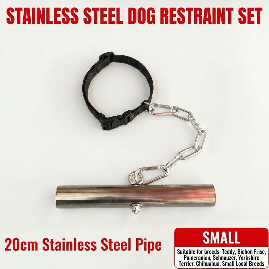 Dog Speed Limiter Anti-Chase Training Stick with Stainless Steel Tube, Adjustable Chain Collar Set for Small, Medium, and Large Breeds – Safe Outdoor Control Tool (S（7.87in）)