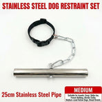 Dog Speed Limiter Anti-Chase Training Stick with Stainless Steel Tube, Adjustable Chain Collar Set for Small, Medium, and Large Breeds – Safe Outdoor Control Tool (S（7.87in）)