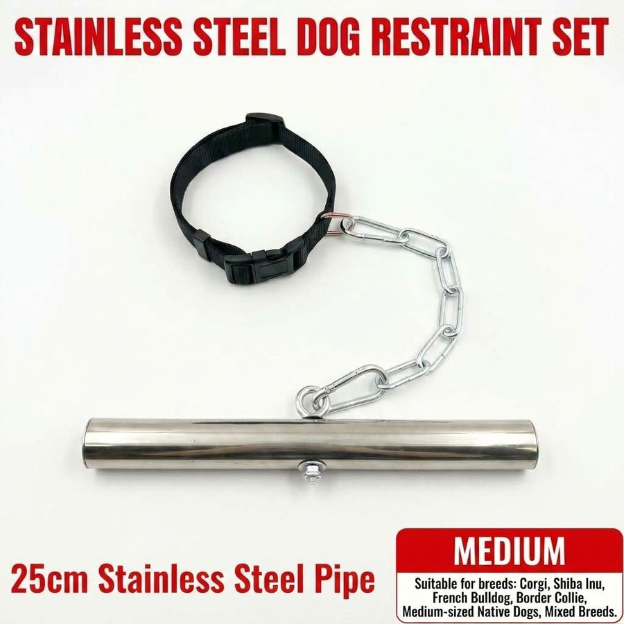 Dog Speed Limiter Anti-Chase Training Stick with Stainless Steel Tube, Adjustable Chain Collar Set for Small, Medium, and Large Breeds – Safe Outdoor Control Tool (S（7.87in）)