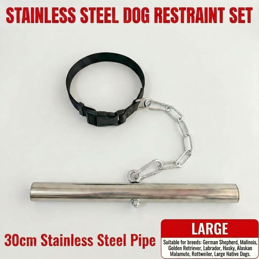 Dog Speed Limiter Anti-Chase Training Stick with Stainless Steel Tube, Adjustable Chain Collar Set for Small, Medium, and Large Breeds – Safe Outdoor Control Tool (S（7.87in）)