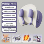 Wireless Neck and Shoulder Kneading Massage Pillow with Heat, Multi-Position Body Relaxation Device for Home Office and Daily Comfort (Lavender)