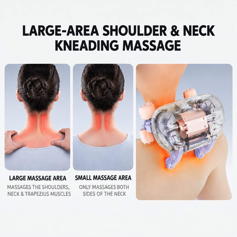 Wireless Neck and Shoulder Kneading Massage Pillow with Heat, Multi-Position Body Relaxation Device for Home Office and Daily Comfort (Lavender)