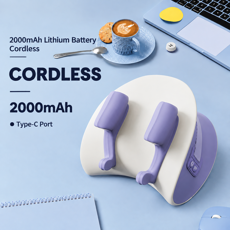 Wireless Neck and Shoulder Kneading Massage Pillow with Heat, Multi-Position Body Relaxation Device for Home Office and Daily Comfort (Lavender)