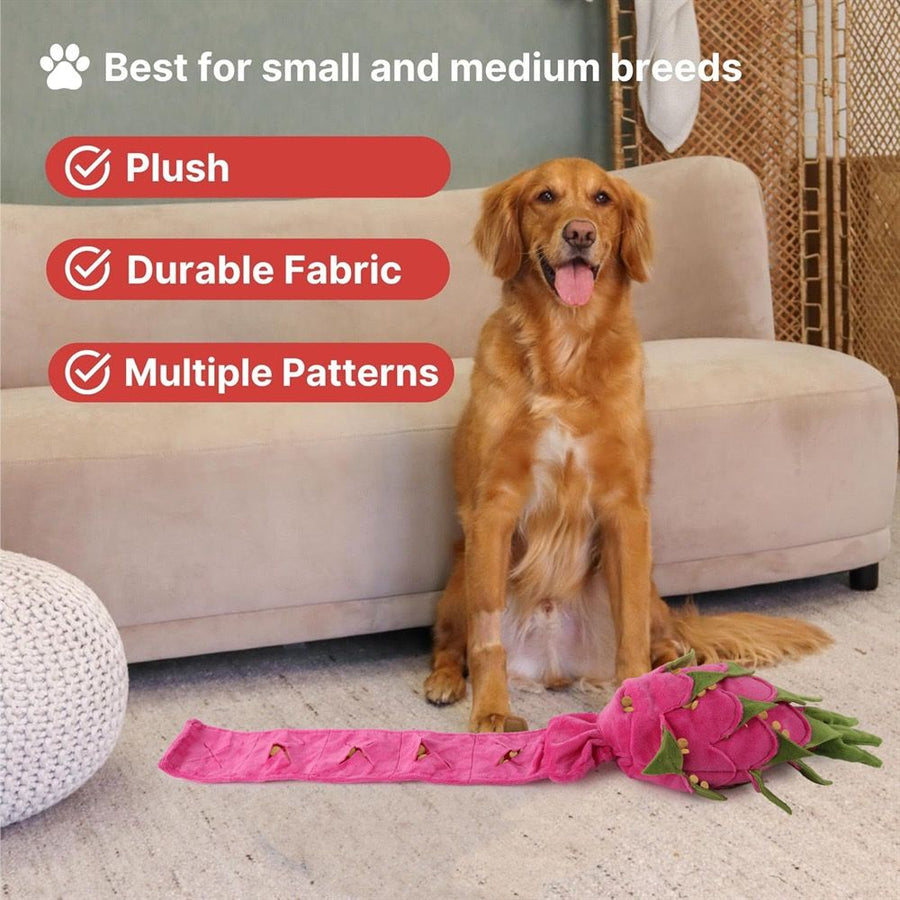 Interactive Plush Snuffle Mat for Dogs – Pineapple & Dragon Fruit Hide-and-Seek Treat Puzzle Toy, Mental Stimulation & Slow Feeding Enrichment for Indoor Play, Fun Nose Work Training Aid (Pineapple)