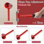 4-in-1 Hinge Gap Adjustment Wrench Set with Interchangeable Socket Heads for Fixing Door Sag, Misalignment, and Uneven Gaps in Home and Commercial Settings (14/19/25/23mm Sockets(Red))