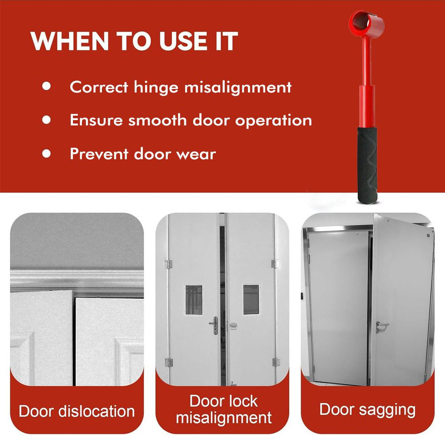 4-in-1 Hinge Gap Adjustment Wrench Set with Interchangeable Socket Heads for Fixing Door Sag, Misalignment, and Uneven Gaps in Home and Commercial Settings (14/19/25/23mm Sockets(Red))