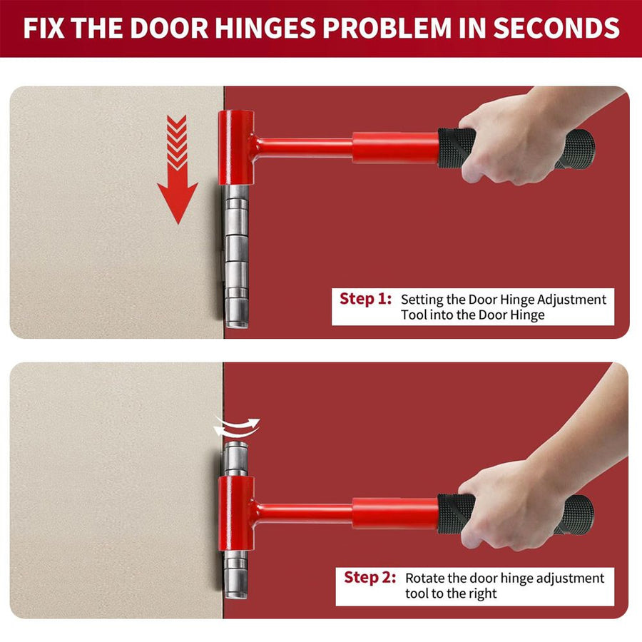 4-in-1 Hinge Gap Adjustment Wrench Set with Interchangeable Socket Heads for Fixing Door Sag, Misalignment, and Uneven Gaps in Home and Commercial Settings (14/19/25/23mm Sockets(Red))