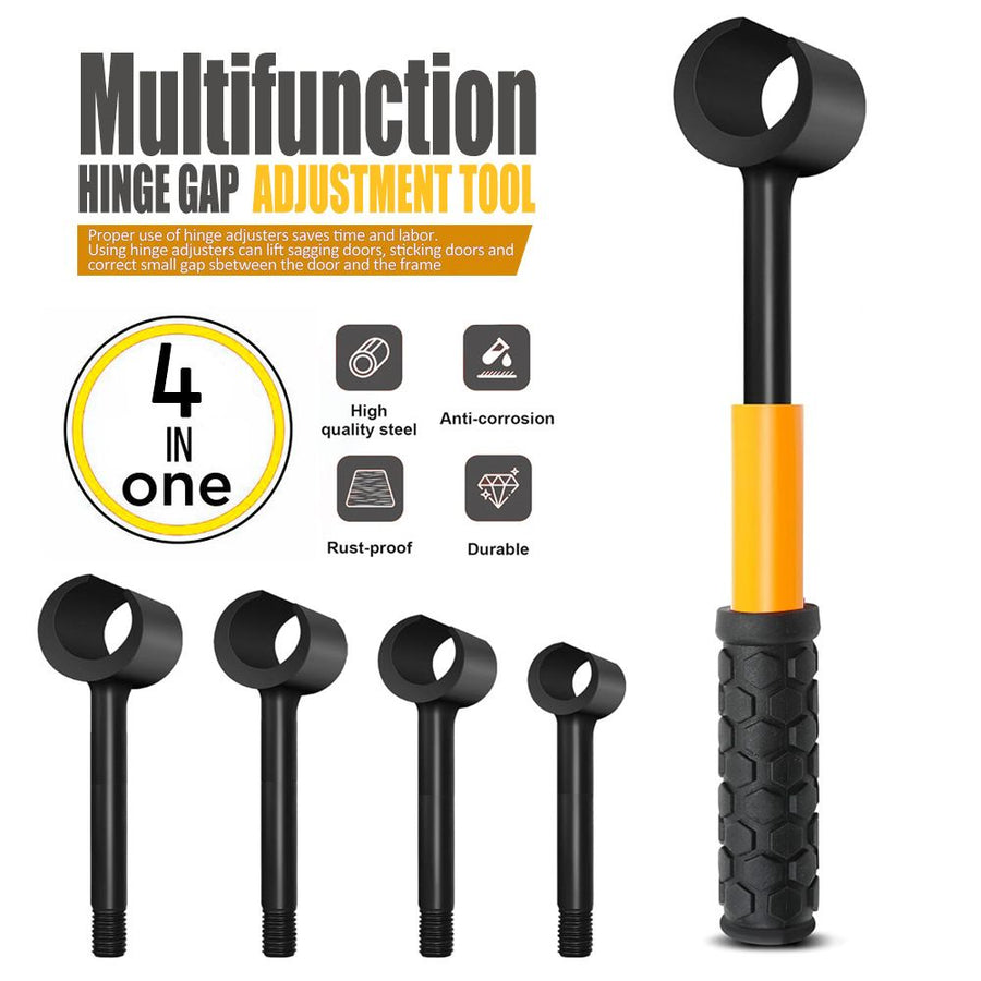 4-in-1 Hinge Gap Adjustment Wrench Set with Interchangeable Socket Heads for Fixing Door Sag, Misalignment, and Uneven Gaps in Home and Commercial Settings (14/19/25/23mm Sockets(Red))