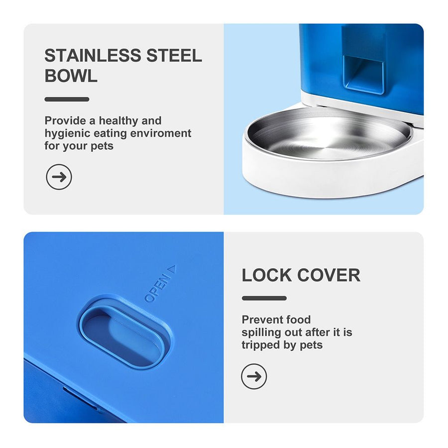 Smart Pet Feeder with WiFi and Button Control, 4L Automatic Cat and Dog Food Dispenser with Removable Stainless Steel Bowl, Ideal for Busy Owners, Travel, and Home Use (Grey, Button Version)
